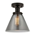 thumbnail image 4 of Innovations Lighting  Edison Large Cone - 1 Light 7" Semi-Flush Mount Brushed Brass/Seedy, 4 of 5