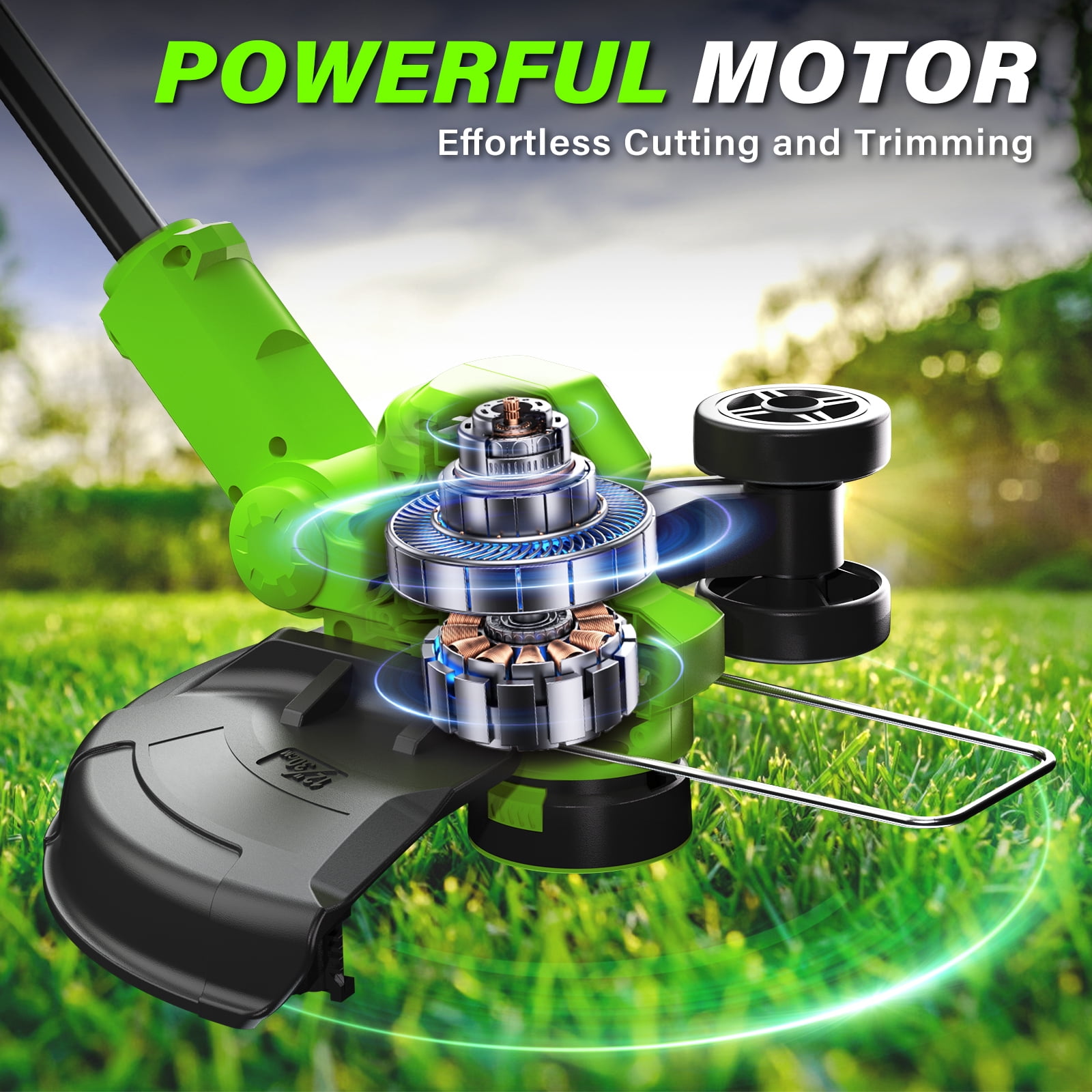 20V Cordless Weed Eater & String Trimmer, Brushless Motor 12" Lawn Edger, 2x2.0Ah Batteries, Includes 5 Spools & 8 Blades, Lightweight Weed Whacker