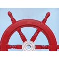 thumbnail image 2 of Handcrafted Model Ships Deluxe Class Dark Red Wood and Chrome Decorative Ship Steering Wheel 18" - Nautical Decorating, 2 of 4