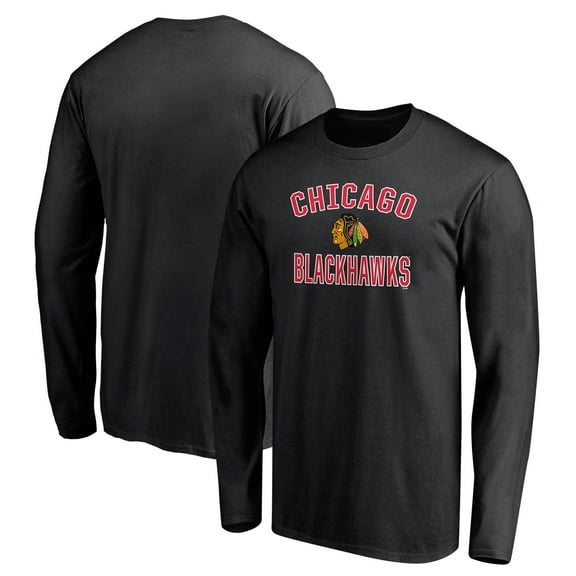 Men's Black Chicago Blackhawks Victory Arch Long Sleeve T-Shirt