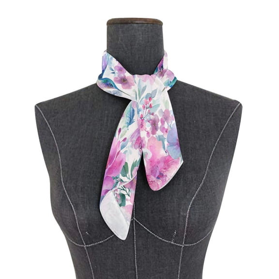 Square Scarf 24x24 Inch Hummingbird Garden Pattern Silky Satin Sun Protection Neck Scarf for Women Multi-Purpose Head Wrap Bandana for Hair Bag Decoration