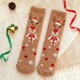 thumbnail image 2 of CUZIBR Cozy Socks For Women Fuzzy Thick Thermal Lined Cute Pattern Crew Socks Plush Thermal Ankle Socks Fuzzy Socks,Khaki,One Size, 2 of 3