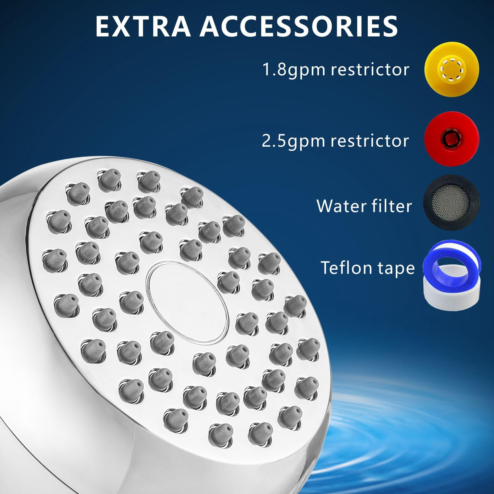High Pressure Shower Head - Powerful Bathroom Pressure Boosting Showerhead - Perfect Universal Replacement for Rain Shower Heads