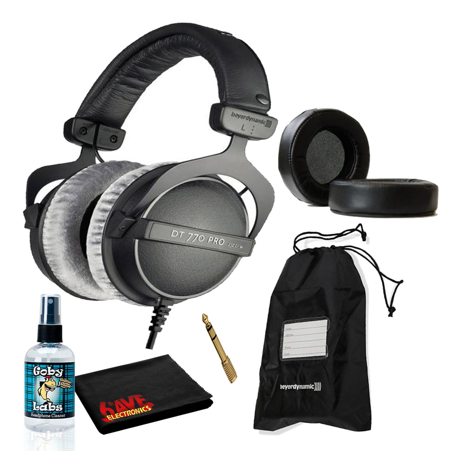Beyerdynamic DT 770 Pro Closed-Back Studio Mixing Headphones 250 Ohm Bundle  with Dekoni Audio Choice Leather Earpads, Soft Case, and 6AVE Headphone  Cleaning Kit - Walmart.com