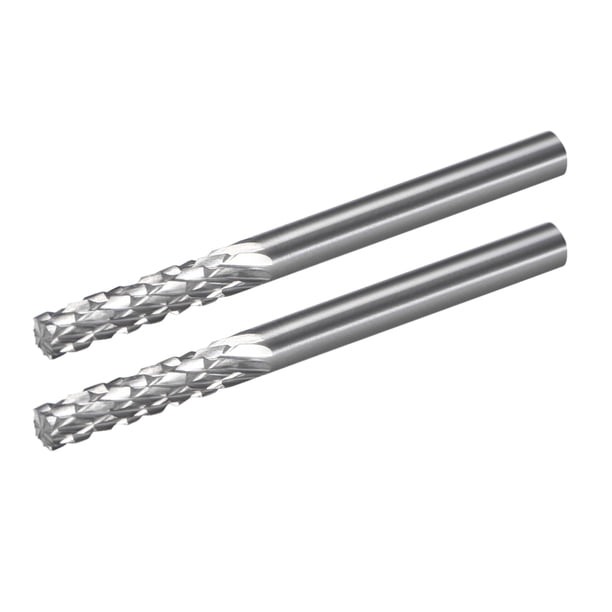 Fresas de carburo de doble corte, fresas rotativas en forma de cilindro con vástago de 1/8" y cabeza de 1/8", 2 piezas