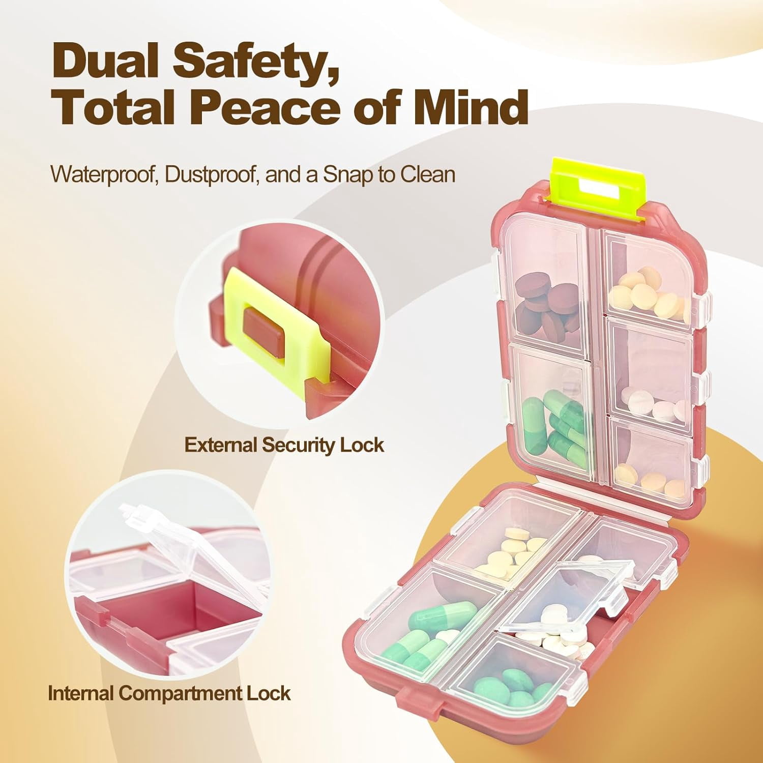 3 Piece 10 Compartment Travel Pill Organizer With Medicine Labels Portable Foldable Supplement Box