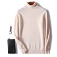 thumbnail image 1 of Suéter de lana pura, jersey de cuello alto para hombre, suéter grueso, suéter de cachemira de punto suelto de otoño e invierno, 1 of 5
