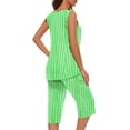 thumbnail image 5 of GigrtiJin Womens Pajama Sets Round Neck Sleeveless Tops and Capri Pants 2 Piece Trendy Stripes Print Nightwear Outfits, 5 of 5