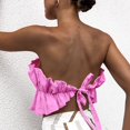 thumbnail image 4 of ITFABS Woman's Solid Color Camisole, Pleated Lace-up Backless Elastic Boob Tube Top, 4 of 7