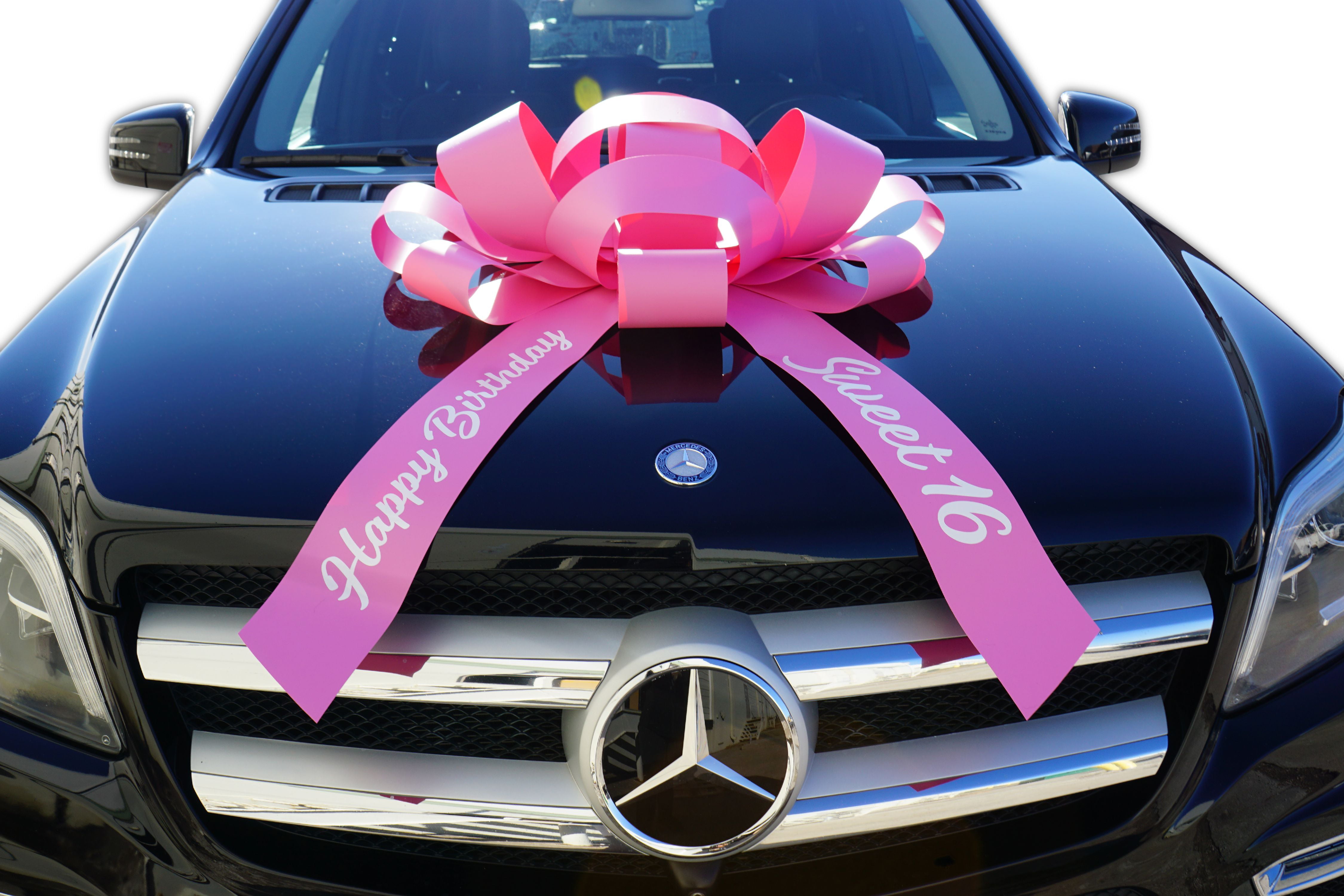 Big Pink Car Bow, Sweet 16 Happy Birthday, Giant 30" Bow, Non Scratch