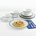 thumbnail image 7 of Tabletops Gallery 12 Piece Vintage Stripe White Blue Ceramic Dinnerware Set, Scalloped Dinner Plates Dishes Bowls, Service for 4, 7 of 7