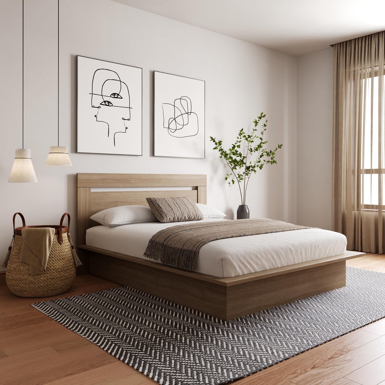 Nexera Lit plateforme avec tête de lit Malibu