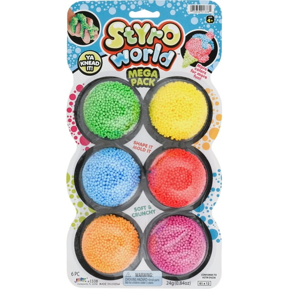 JA-RU Educational Play Styrofoam (1 Pack Assorted) Fidget Toys Stress Relief Toy, Sensory, Sensory Bin, Modeling Foam Beads Play Kit for Kids Magic Clay Art Crafts Party Favors Preschool Toys 1338-1