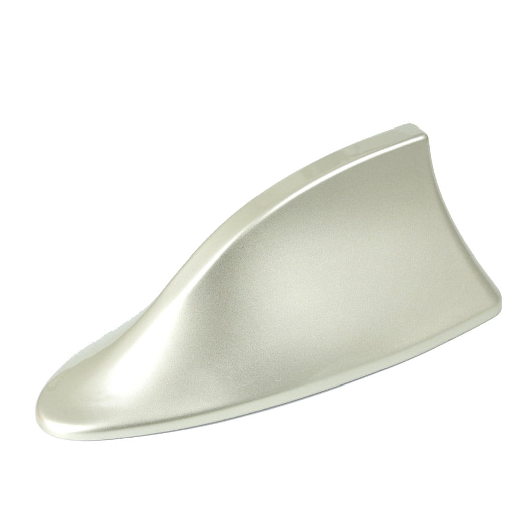 White Universal Shark Fin Roof Antenna - Decorative Solar LED Light, ABS Plastic