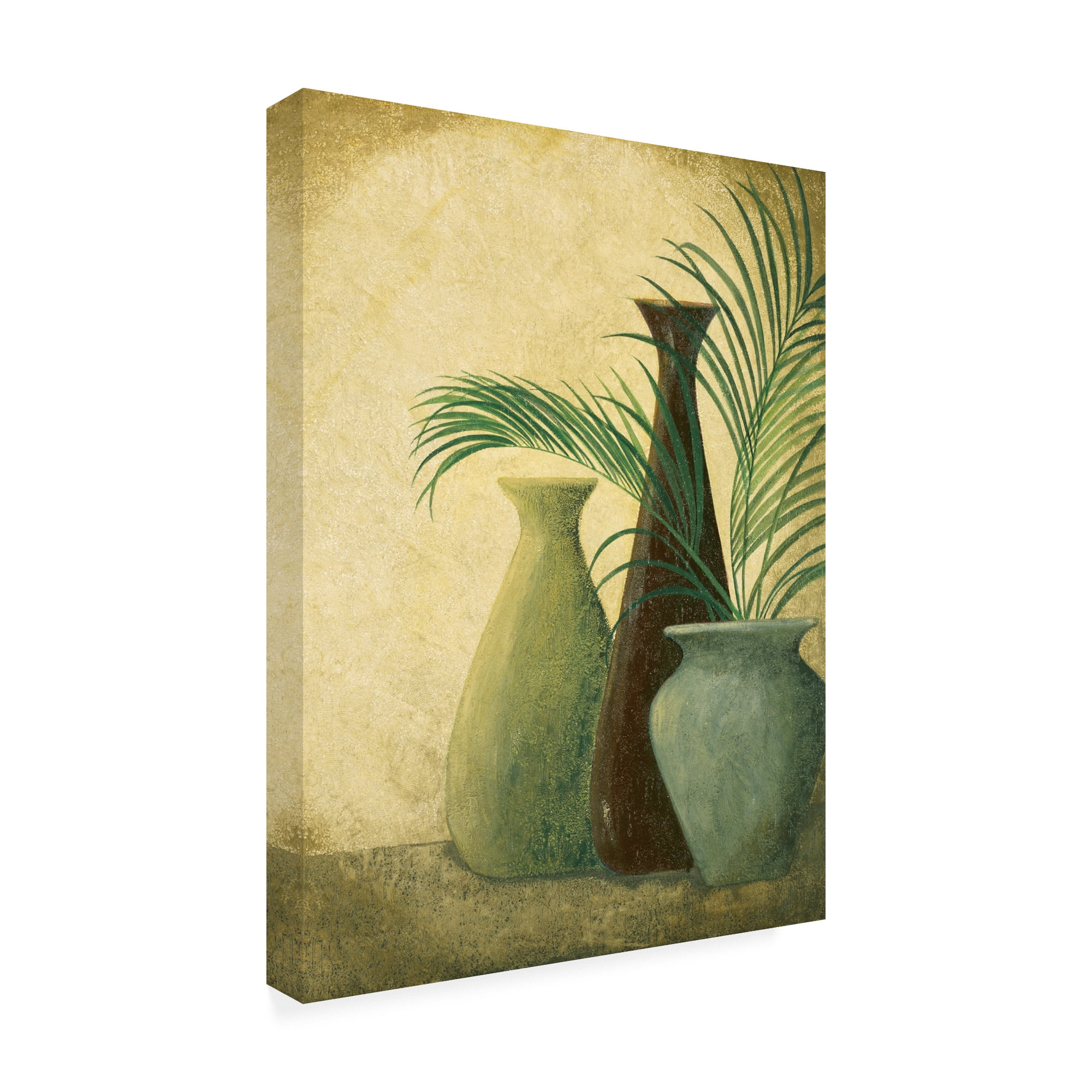 Trademark Fine Art 'Three Vases One With Greenery' Canvas Art by Pablo Esteban