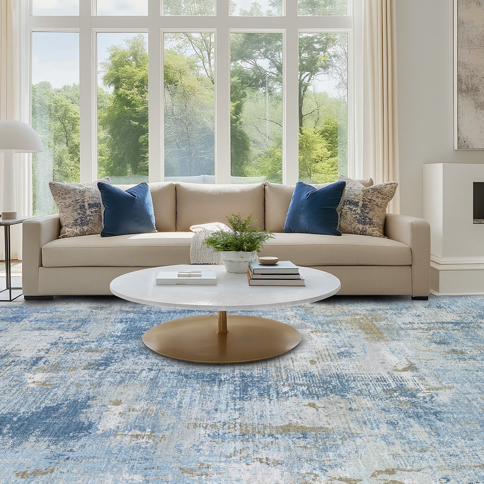 CHITOOMA 8'x10' Area Rugs for Living Room, Machine Washable Abstract Distressed Rugs Indoor Neutral Carpet Rugs for Bedroom Dining Room Office with Non-Slip Backing, Stain Resistant Non-Shed