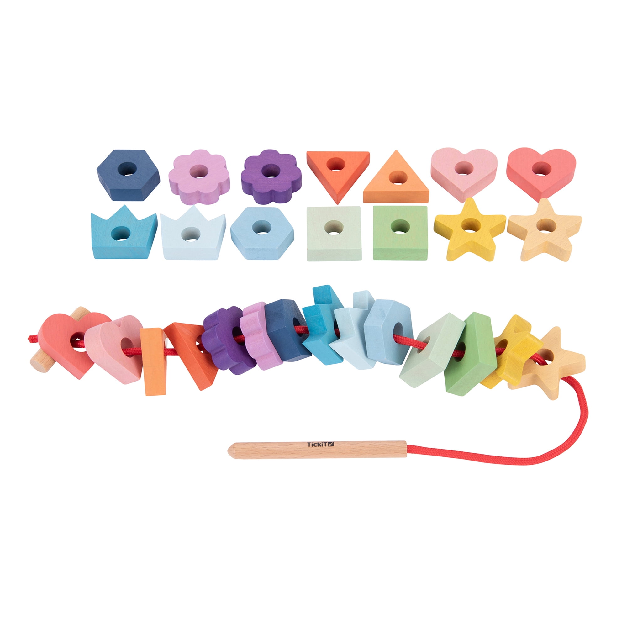 TickiT Rainbow Wooden Lacing Shapes