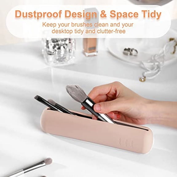 Travel Makeup Brush Holder, Magnetic Anti-Fall Out Silicon Portable Cosmetic Face Brushes Holder Pink
