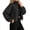 Black, variant on Antinious Women Casual Zip Jacket Collar Drawstring Pocket Solid Long Sleeve Comfy