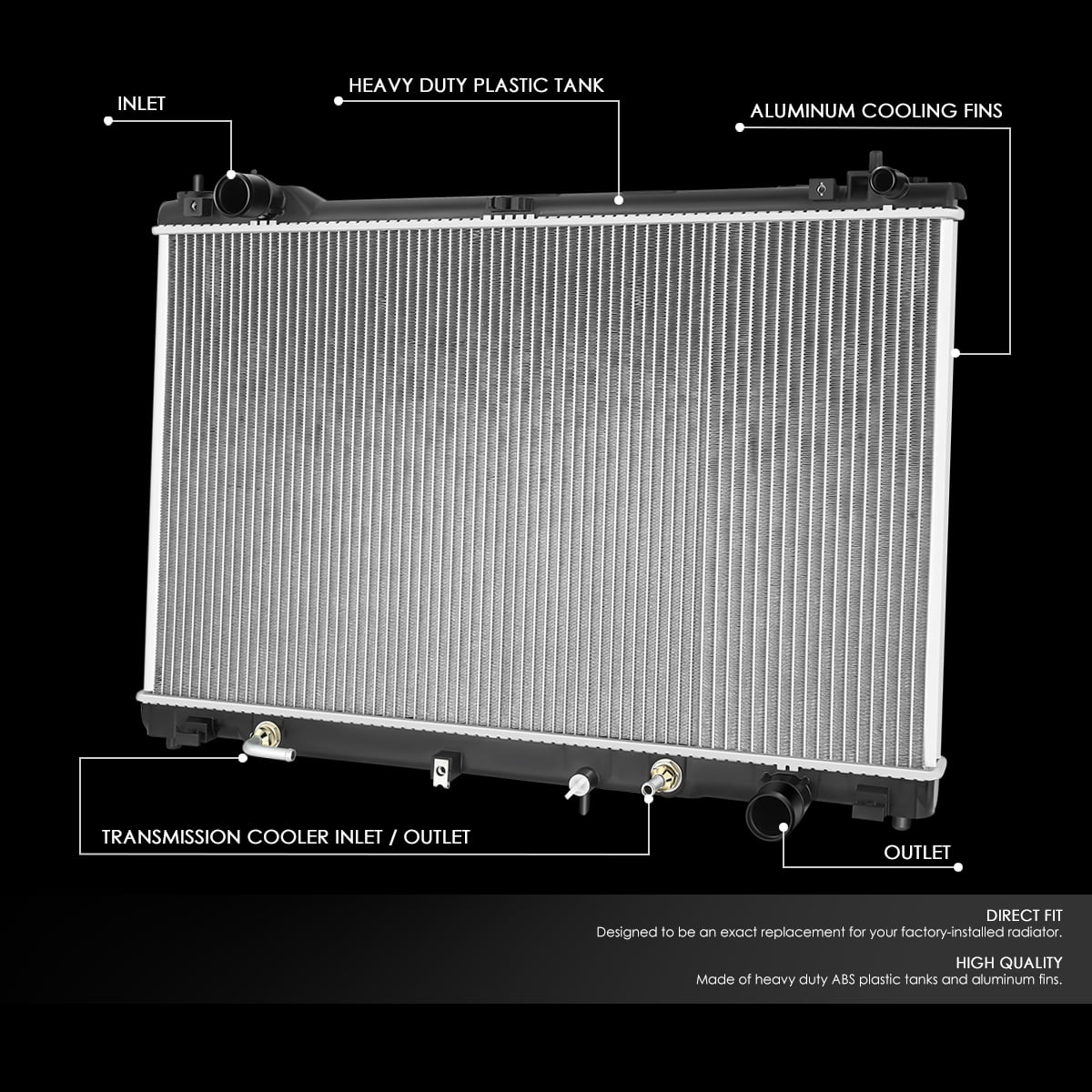 DNA Motoring OEM-RA-13418 Aluminum Radiator For 2014-2015 Honda Accord 2.0L Hybrid