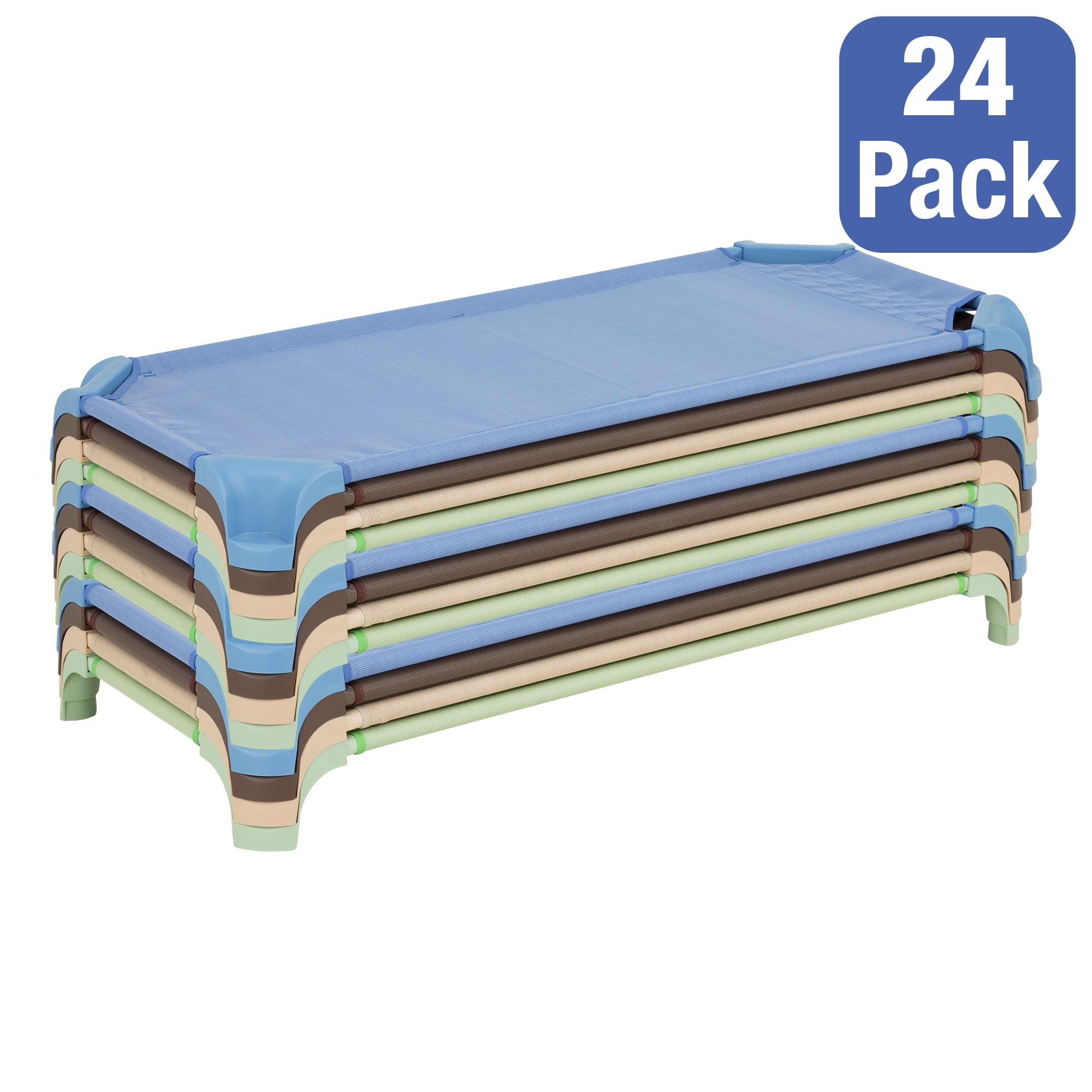 Sprogs Deluxe Assorted Natural Colors Stackable Daycare Cot with Easy