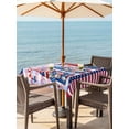 thumbnail image 3 of Outdoor Tablecloth with Umbrella Hole for Patio/Picnic/Party/Camping, 4th of July Waterproof Table Cloth Square Cover Washable, USA Flag Gnomes Independence Day Blue Red (60"x 60"), 3 of 9