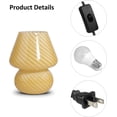 thumbnail image 5 of Glass Mushroom Bedside Table Lamp - Yellow Translucent Vintage Style Striped Small Nightstand Night Light, Reading Light for Home Decor, Dining, Living, Bedroom, Gift, 5 of 5