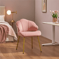 thumbnail image 3 of FullFurnique Modern Velvet Accent Chair with Shell-shaped Backrest, Pink, 3 of 10
