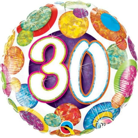 Pioneer Balloon Company Ballon Plat en Aluminium 30 Gros Points & Paillettes, 18 Pouces, Multicolore