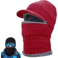thumbnail image 1 of Winter Fullguard Beanie Full Coverage with Mask & Earflaps for Men Outdoor Fleece Hat Set Red (Red), 1 of 7