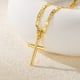 thumbnail image 5 of Collar JADE KOS Cross de oro de 14 quilates para mujer con colgante de 26 mm, 5 of 7