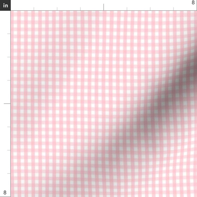 Spoonflower Fabric - Tiny Gingham Light Pink Check Picnic