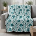 thumbnail image 2 of Aqua Flower Blanket Soft Cozy Warm Throw Blanket for Couch, Plush Fuzzy Flannel Fleece Blankets for Sofa, Country Watercolor Floral Vintage Plant Bed Blankets Lightweight Gifts for Women, 50"x60", 2 of 9