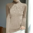 thumbnail image 2 of Arlun Women's Rhinestone Sweaters Cozy Turtleneck Slim Fit Long Sleeve Casual Pullovers 2025 Fall Winter Comfortable Soft Solid Color Base Layer Knitted Sweater Tops Khaki XXL, 2 of 3