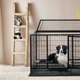 thumbnail image 5 of 42" Heavy Duty Dog Crate - Double Door Metal Kennel w/ Lockable Wheels & 2 Removable Trays for Large Dogs, Indoor/Outdoor Use (43.5x30x32.5in), 5 of 7