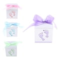 thumbnail image 3 of 50 cajas de dulces con de huella de bebé con cintas, favores de baby shower para niños, cumpleaños, baby shower, suministros para fiestas (3 co Azul claro Yotijar Huellas cuadradas Cajas de dulces, 3 of 10