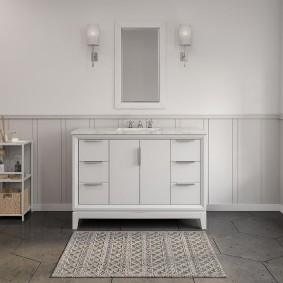 Water Creation Elizabeth 48" Wood Single Bathroom Vanity in Pure White/Chrome