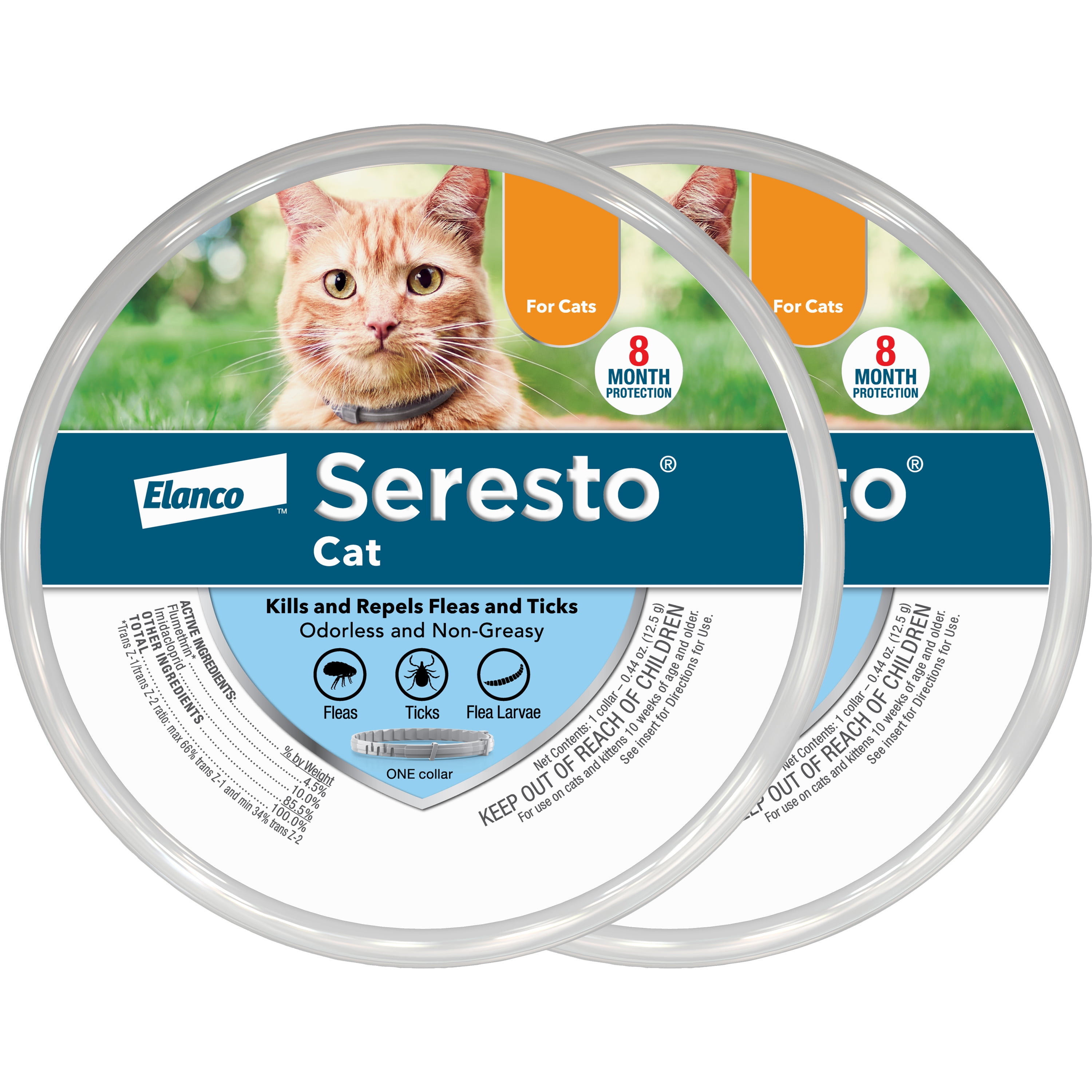 Seresto for Cats 8Month Flea and Tick Prevention Collar, 2Pack