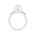 thumbnail image 2 of Angara Freshwater Cultured Pearl Ring with Rubies in 14K White Gold for Women | June Birthstone Jewelry for Her, 2 of 8