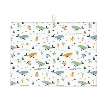 

Cauagu Dish Drying Mat 24*18 inch Absorbent Dish Drainer Kitchen Counter Dish Drying Pad for Countertops Sinks Draining Racks( Sea Creatures)