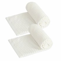 PiccoCasa 2PCS 100% Cotton Ribbed Hand Towels 13" x 29" Quick Dry Pearl White