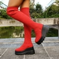 thumbnail image 5 of Miluxas Women's Over the Knee Platform Thigh High Boots Long Stretch Soft Chunky Lug Sole Fall Boots Red 9.5(43), 5 of 9