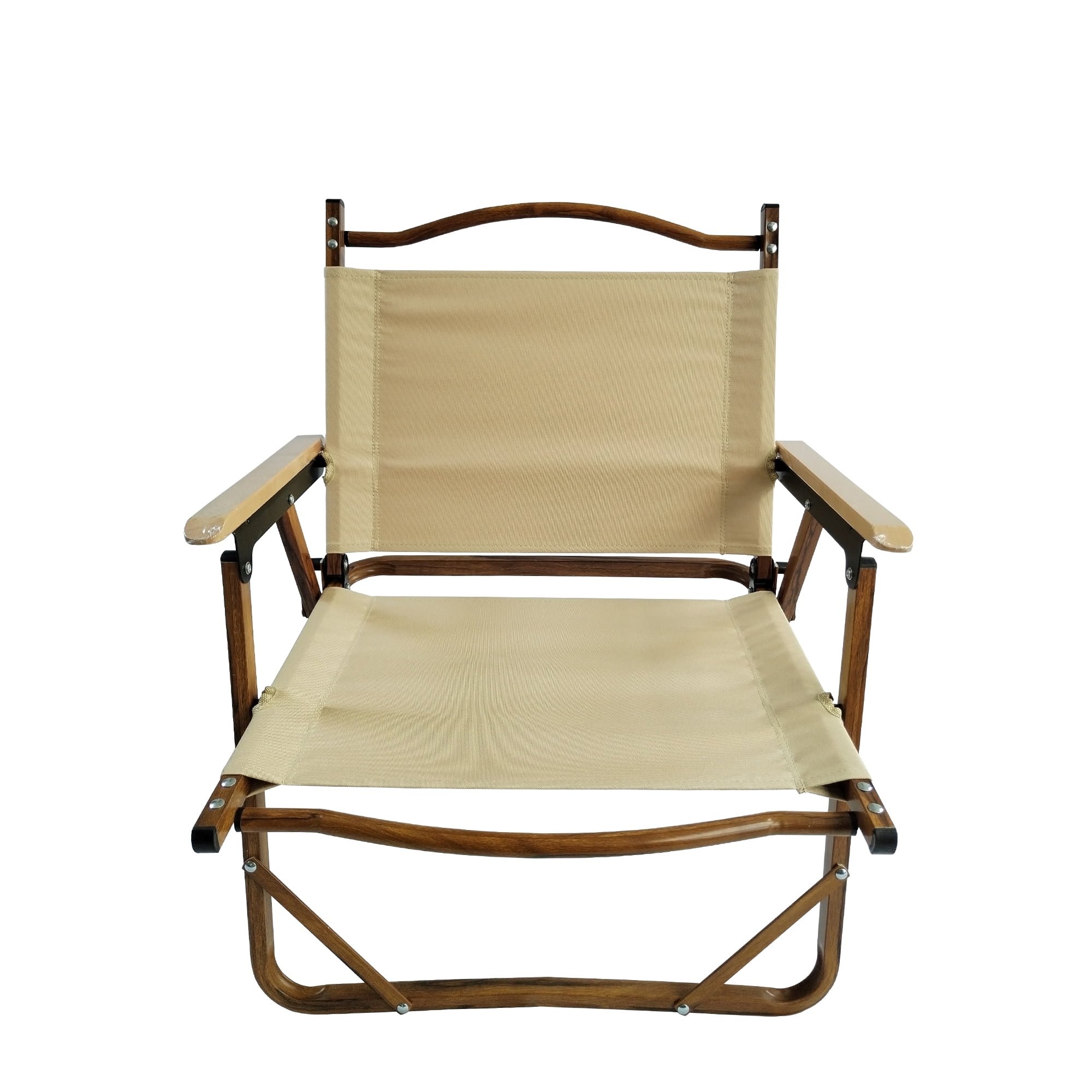 Foldable Portable Chair Set of 4,Camping Chair Directors Chair with Armrests Aluminium Frame for Beach,Picnic,Lawn,Natural02