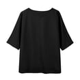 thumbnail image 3 of Womens Tops Loose Button Shirt Top Stand Solid Color Sleeve Collar Casual Shirt Cotton And Linen Slim Elegant With Side Splits Waist Festivals Package Size 30X25X1Cm M Shirts for Women, 3 of 9
