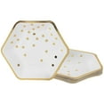 thumbnail image 4 of Disposable Plates - 24-Count Paper Plates, Hexagon Plates, Party Supplies for Appetizer, Lunch, Dinner, and Dessert, Gold Foil Confetti and Edge, 9 x 8 inches, 4 of 6