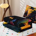 thumbnail image 5 of Erosebridal Spooky Witch Silhouette Zipper Twin Comforter Sets with Fitted Sheet and 2 Pillowcases, Boho Wildflower Field Zipper Bedding Set for Boys Girls, Orange Green Black, Polka Dots Reversible, 5 of 7
