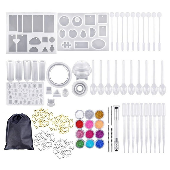 Diy Crystal Glue Jewelry Making Kit, Silicone Resin Molds for Handmade Bracelet Ring, Complete Tool Set with Drill Stirrers Droppers, Home Craft Decoration Supplies, Beginner Friendly Jewelry Kit