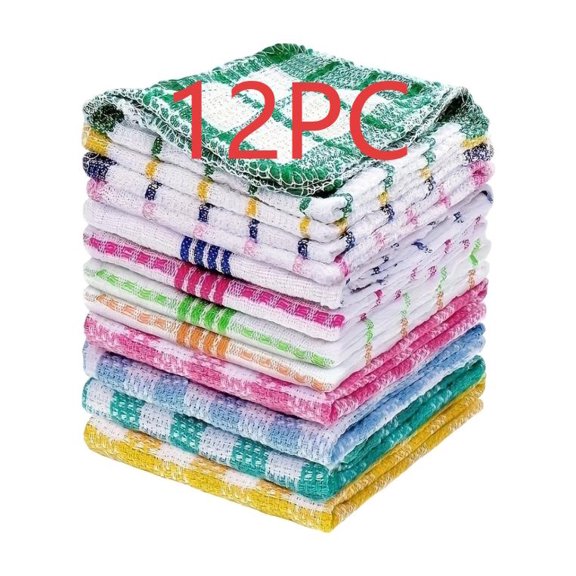 Horplkj 12 Pack Dishcloths for Washing Dishes, Absorbent Waffle Weave Kitchen Towels 11.8X11.8In, Reusable Cleaning Rags Assorted Multicolor