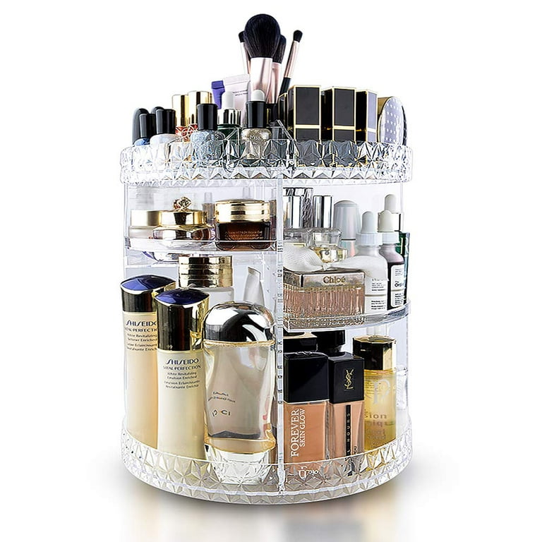 360° Rotating Makeup Organizer Spinning Make Up Box Storage Brush Rack  Shelf Holder