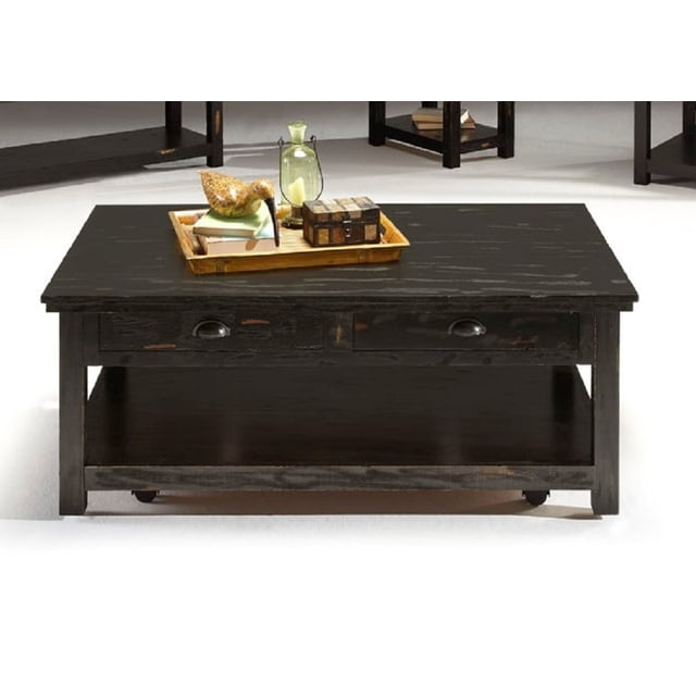 Mesa de Centro 512-01 Negra Madera Solida MOBILKRAFT Modelo 512-01, Estilo Contemporáneo en Color Miel